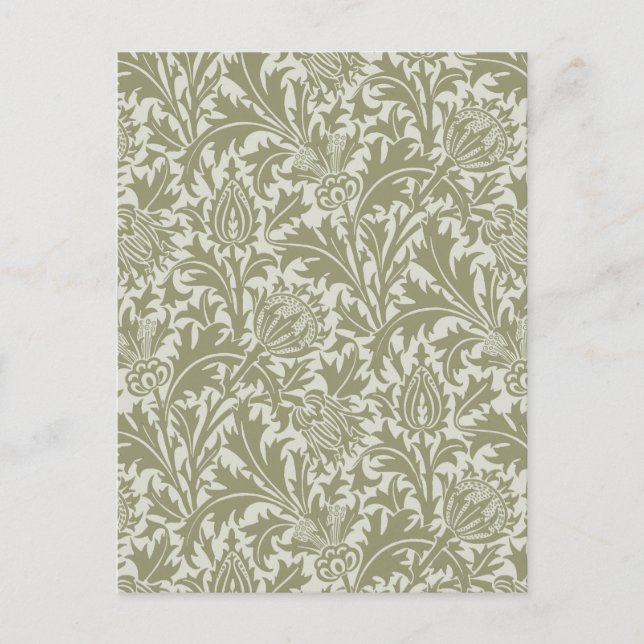 Carte Postale William Morris Thistle Sage Green Motif (Devant)