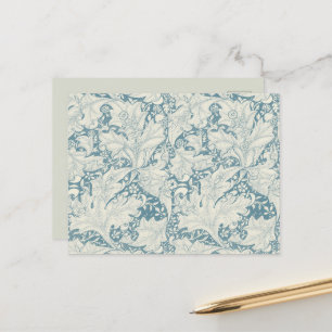 Carte Postale William Morris Wallflower bleu damas floral
