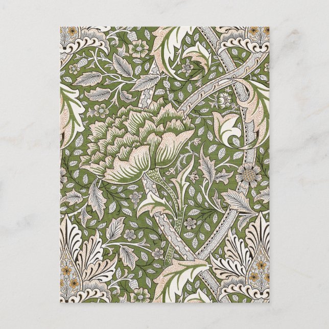 Carte Postale : William Morris Windrush Motif Vert : Vintage (Devant)