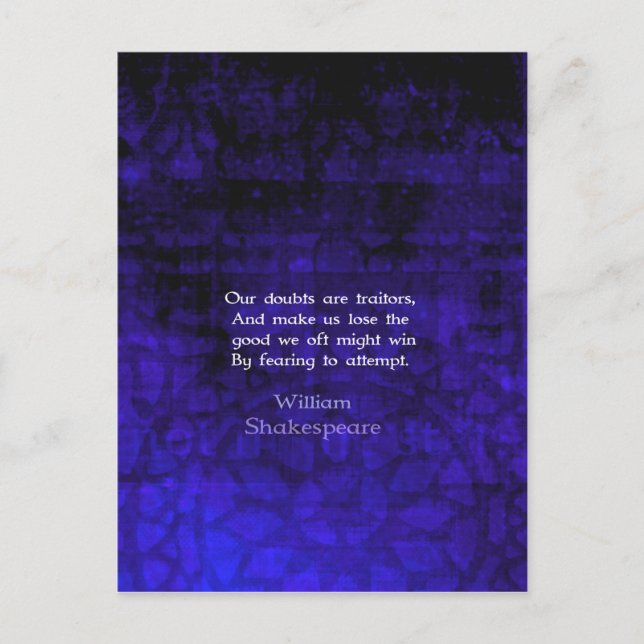 Carte Postale William Shakespeare Citation Courage Inspirationne (Devant)