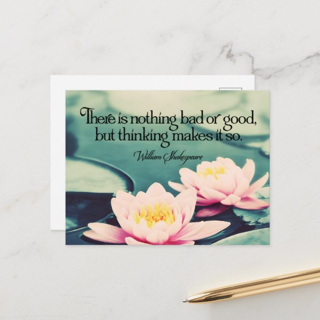 Carte Postale William Shakespeare Citation Inspirationnelle "Pen (Devant/Arrière en situation)