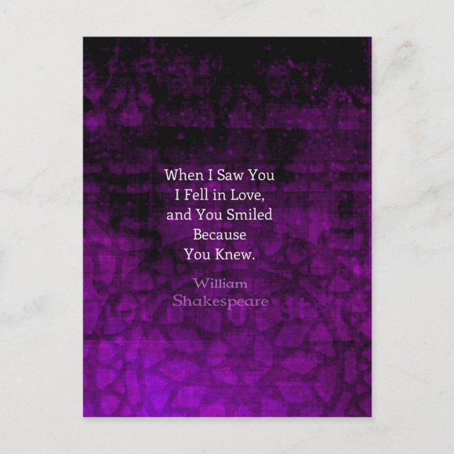 Carte Postale William Shakespeare Romantique Amour Dit (Devant)