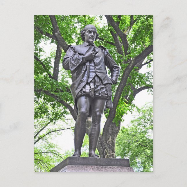 Carte Postale William Shakespeare Statue à Central Park (Devant)