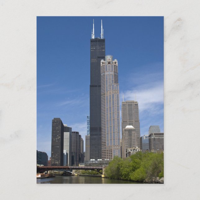 Carte Postale Willis Tower (anciennement Sears Tower) se profile (Devant)
