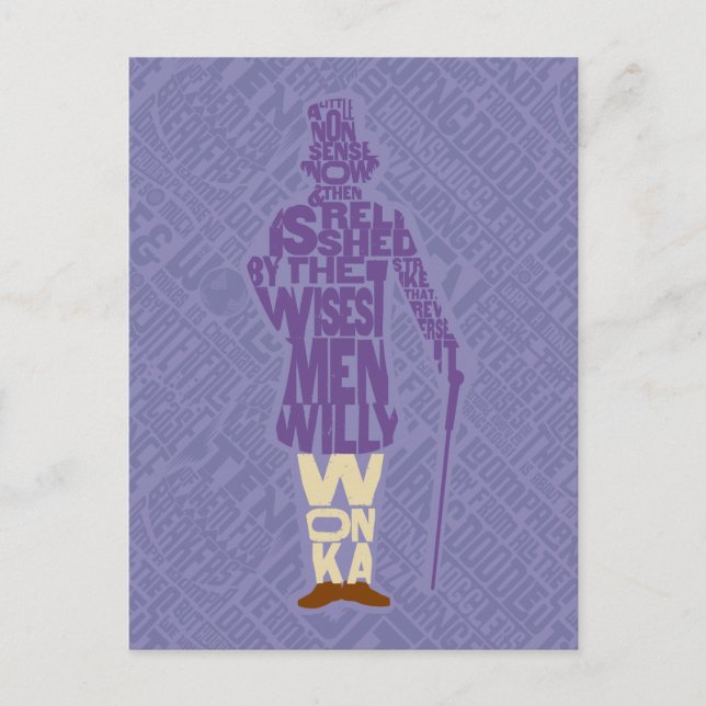 Carte Postale Willy Wonka Citation Silhouette (Devant)