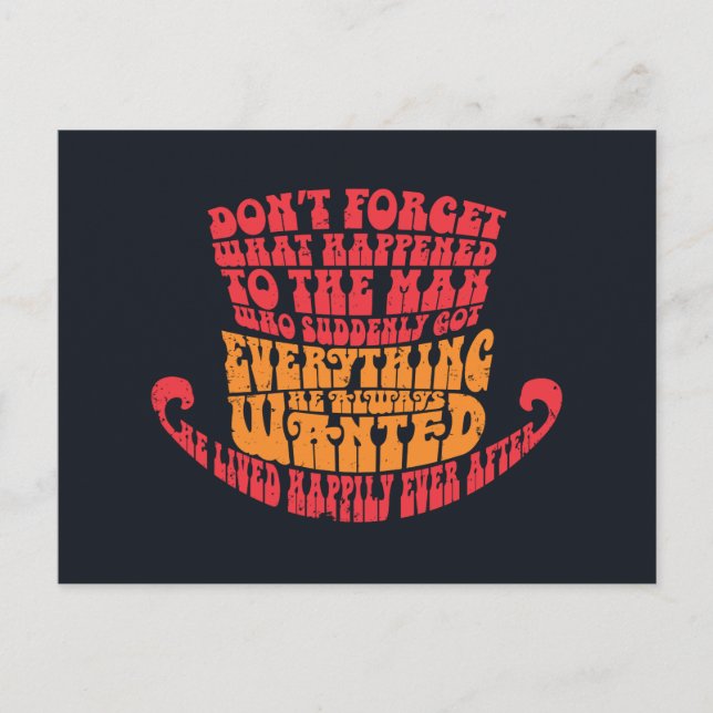 Carte Postale Willy Wonka Typographie Casquette (Devant)