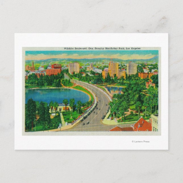 Carte Postale Wilshire Boulevard, général Douglas MacArthur (Devant)