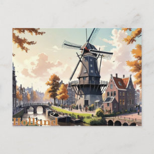 Carte Postale Windmill Hollande vintage