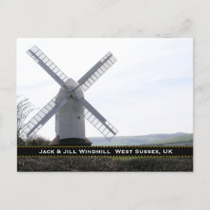 Carte Postale Windmill : Jack & Jill Sussex UK Postcard
