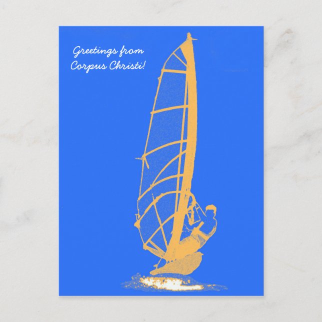Carte Postale windsurfer, salutations de Corpus Christi! (Devant)