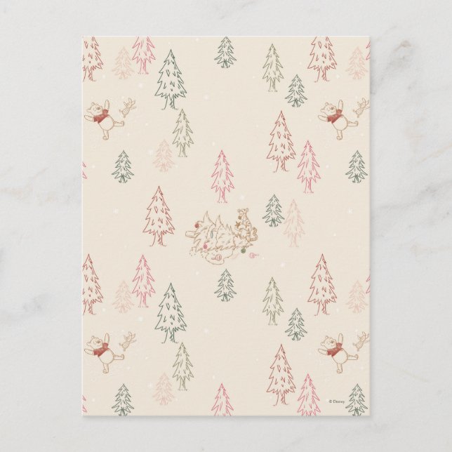 Carte Postale Winnie le Motif de l'Arbre de Noël de l'Ooh (Devant)