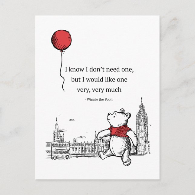 Carte Postale Winnie l'Ooh | Je sais que je n'ai pas besoin d'un (Devant)