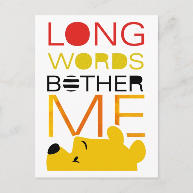 Carte Postale Winnie l'Ooh | Long Words Bother Me (Devant)