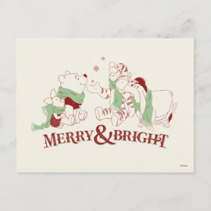 Carte Postale Winnie l'Ooh   Merry & Bright