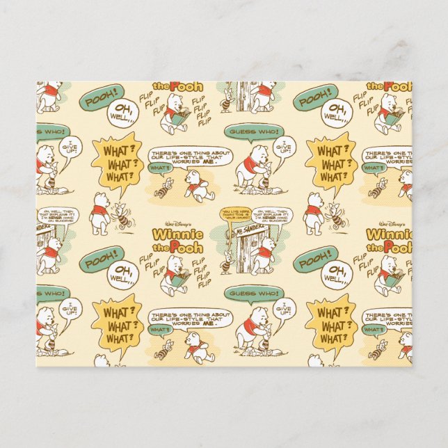 Carte Postale Winnie l'Ooh | Motif de style bande dessinée (Devant)