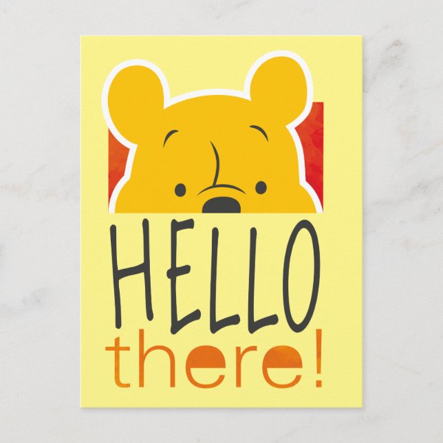 Carte Postale Winnie l'Ooh Peeking - Bonjour (Devant)
