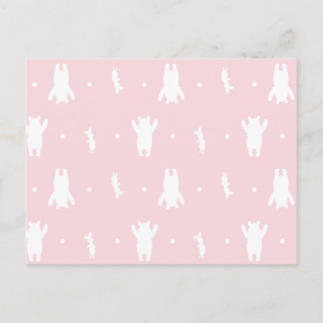 Carte Postale Winnie l'Ooh | Pink Pastel Polka Dot Motif (Devant)