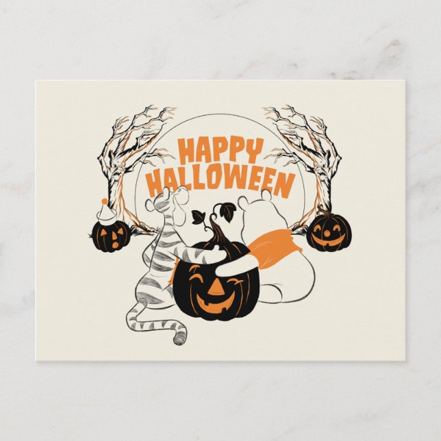Carte Postale Winnie l'Ourson et l'Eeyore | Bonne Halloween (Devant)