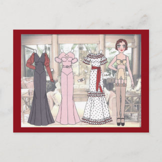 Carte Postale Winnie, poupée en papier Art déco de 1936