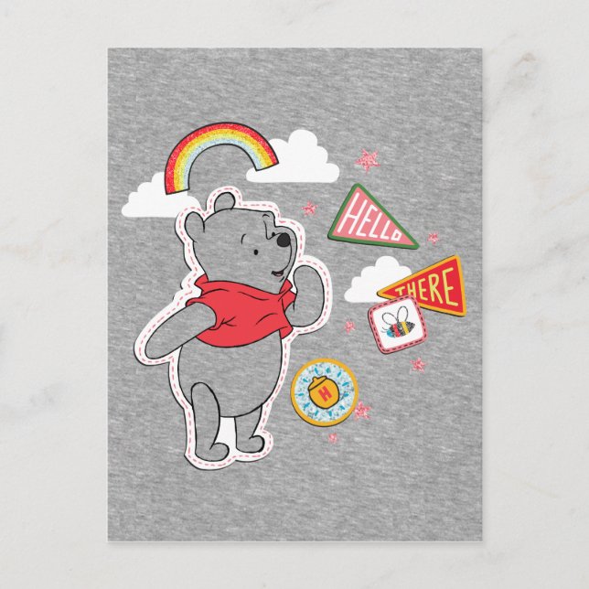 Carte Postale Winnie the Pooh Patches d'artisanat - Bonjour là (Devant)