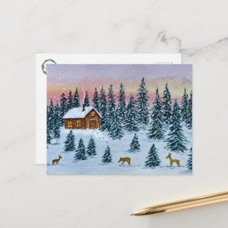 Carte Postale Winter Cabin Postcard