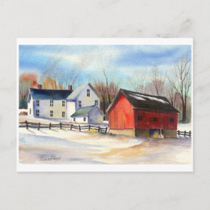 Carte Postale Winter Farmhouse & Red Grange