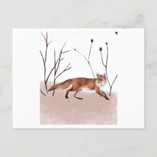 Carte Postale Winter fox in watercolor painting