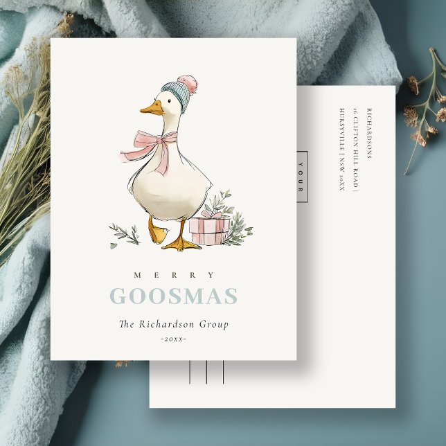 Carte Postale Winter Goose Christmas Business Corporate Logo (Créateur téléchargé)