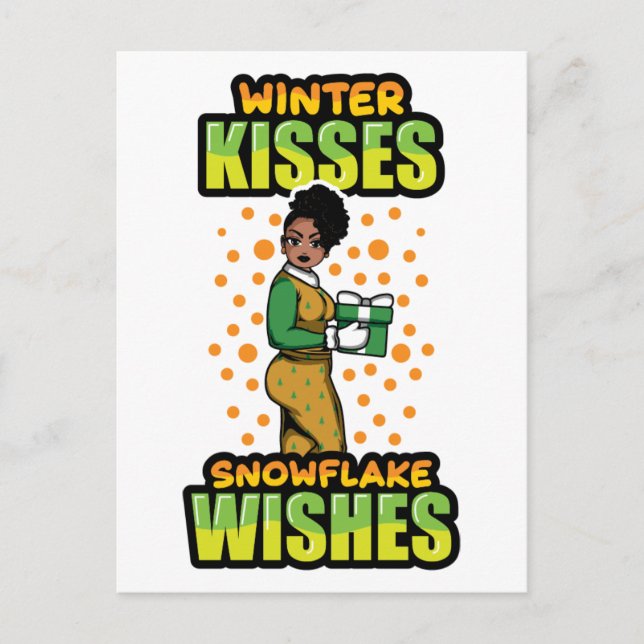 Carte Postale Winter Kisses Snowflake Woman Sista (Devant)