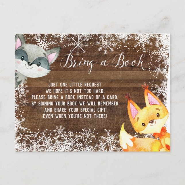 Carte Postale Winter Rustic Animal Woodland Livres pour Baby Car (Devant)