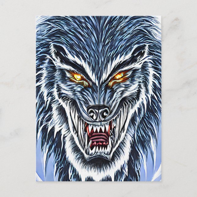 Carte Postale Winter Werewolf Imaginaire Dark horror art (Devant)