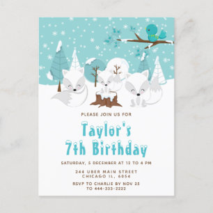 Carte Postale Winter Wonderland Arctic Fox fête d'anniversaire
