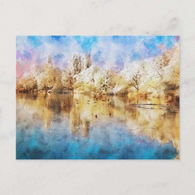 Carte Postale Winterlandschaft et Havel mit Enten, Aquarell. (Devant)