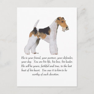 Carte Postale Wire Fox Terrier Mémoire / Dedication MALE