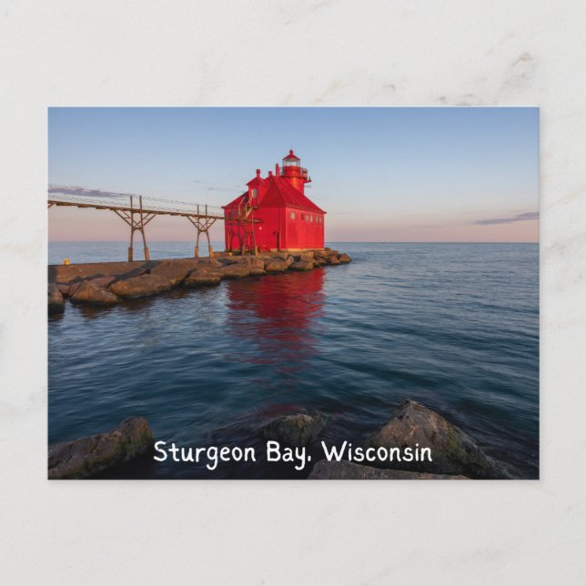 Carte postale Wisconsin du phare de Sturgeon Bay (Devant)
