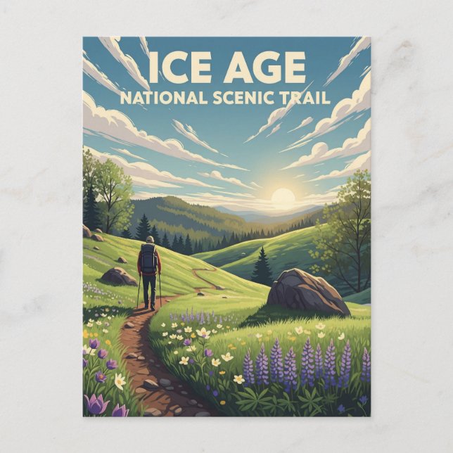 Carte Postale Wisconsin Ice Age National Pittoresque Trail Trave (Devant)