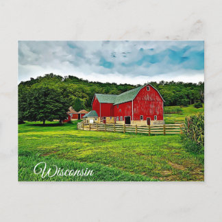 Carte postale Wisconsin Red Grange Farm Vue Pittor