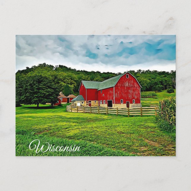 Carte postale Wisconsin Red Grange Farm Vue Pittor (Devant)