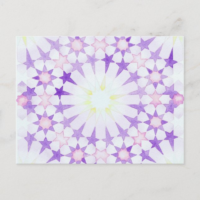 Carte postale 'Wisteria' de géométrie islamique (Devant)