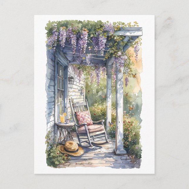 Carte Postale Wisteria Porch Rocking Chair Scène (Devant)