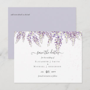 Carte Postale Wisteria Purple Mariage Enregistrer les dates Cart