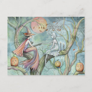 Carte postale Witch and Ghost Halloween