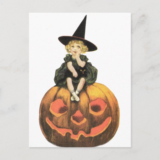 Carte Postale Witchoman Halloween Vintage (Devant)
