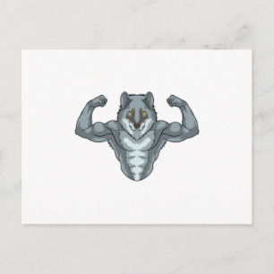 Carte Postale Wolf comme Bodybuilder avec de grands Muscles