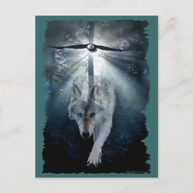 Carte postale WOLF & EAGLE Wildlife (Devant)