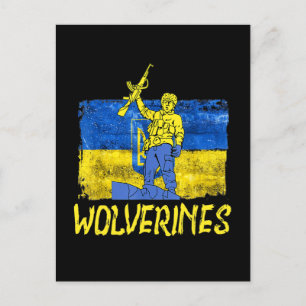 Carte Postale Wolverines soutiennent l'Ukraine,Ukraine Wolverine