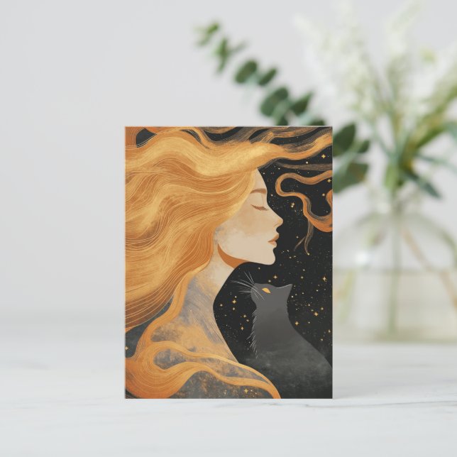 Carte Postale Woman and a Cat (Debout devant)