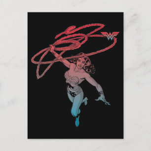 Carte Postale Wonder Femme Avec Lasso Red Blue Gradient Line Art