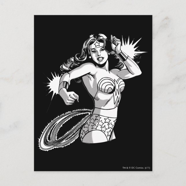 Carte Postale Wonder Femme Black & White Defender (Devant)