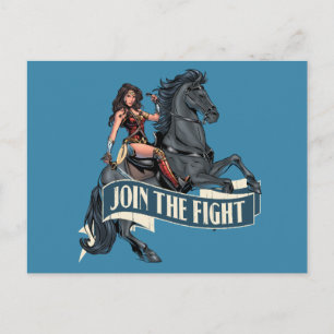Carte Postale Wonder Woman à cheval dans l'art de la bande dessi